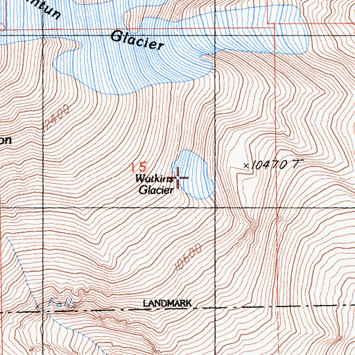 Topographic Map of Watkins Glacier, CA