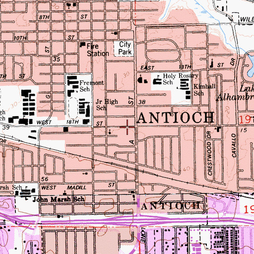 Topographic Map of Antioch, CA