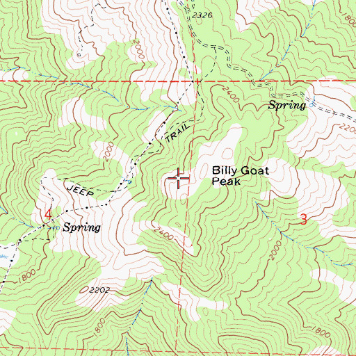 Topographic Map of Billy Goat Peak, CA