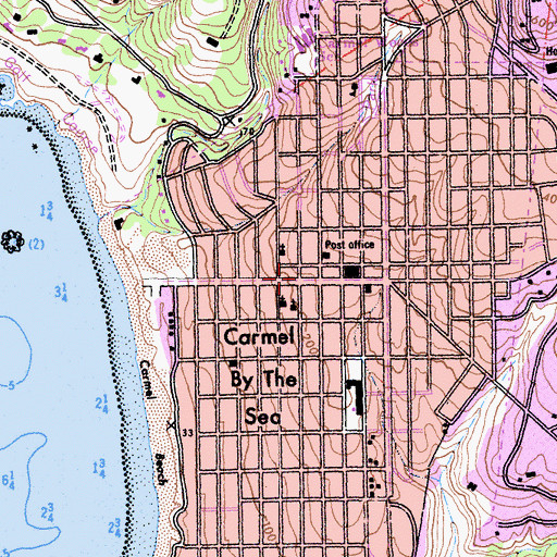 Topographic Map of Carmel-by-the-Sea, CA