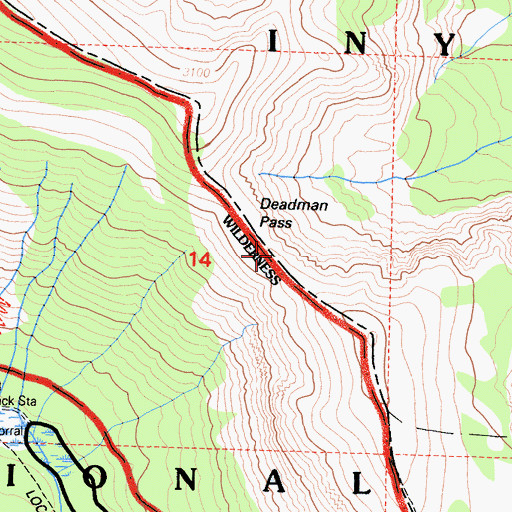 Topographic Map of Deadman Pass, CA