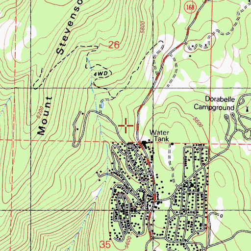 Topographic Map of Dora Belle, CA