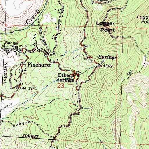 Topographic Map of Etheda Springs, CA