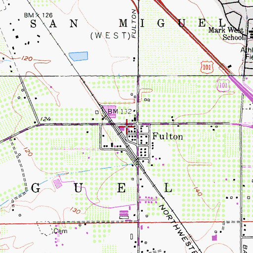 Topographic Map of Fulton, CA