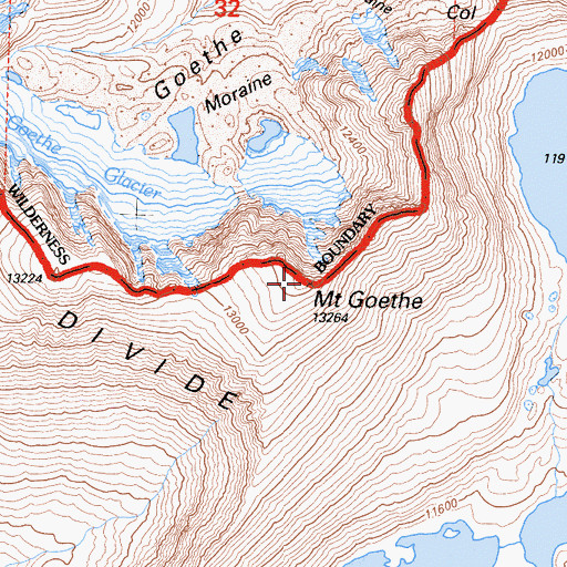 Topographic Map of Mount Goethe, CA