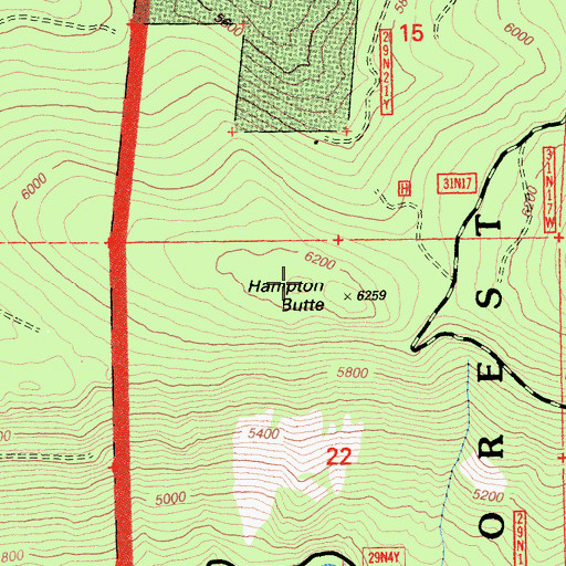 Topographic Map of Hampton Butte, CA