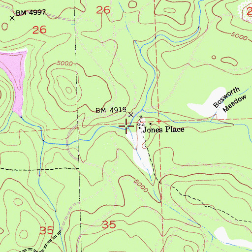 Topographic Map of Jones Place, CA
