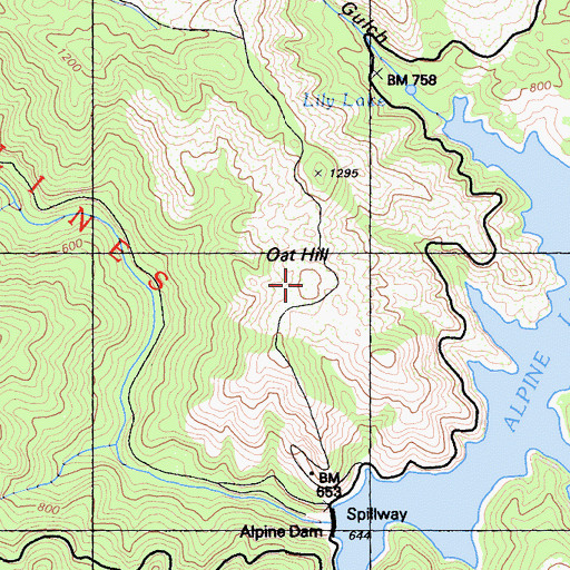 Topographic Map of Oat Hill, CA