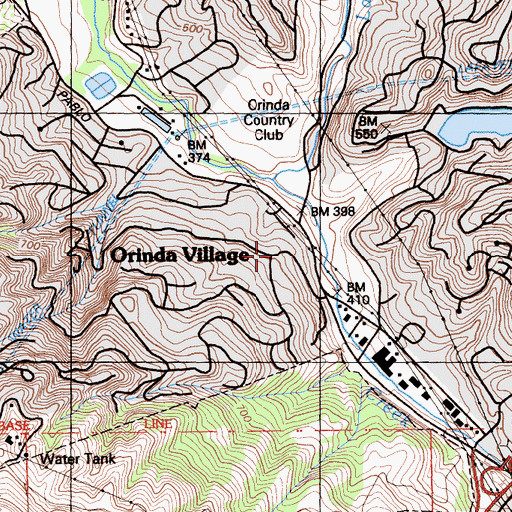 Topographic Map of Orinda Village, CA