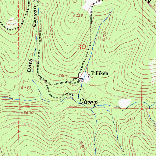 Topographic Map of Pilliken, CA