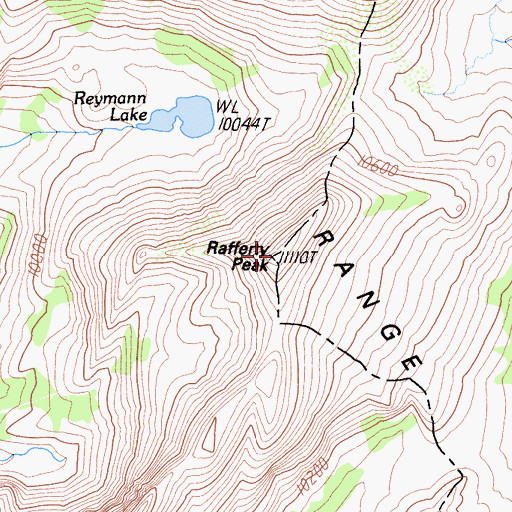Topographic Map of Rafferty Peak, CA
