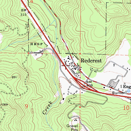 Topographic Map of Redcrest, CA