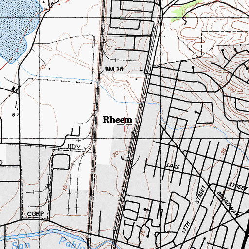 Topographic Map of Rheem, CA
