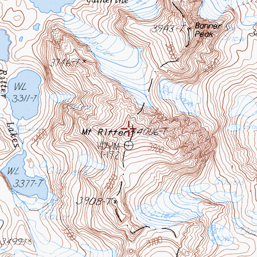 Topographic Map of Mount Ritter, CA