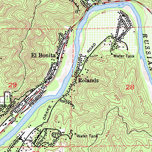 Topographic Map of Rolands, CA