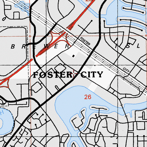 Topographic Map of Foster City, CA