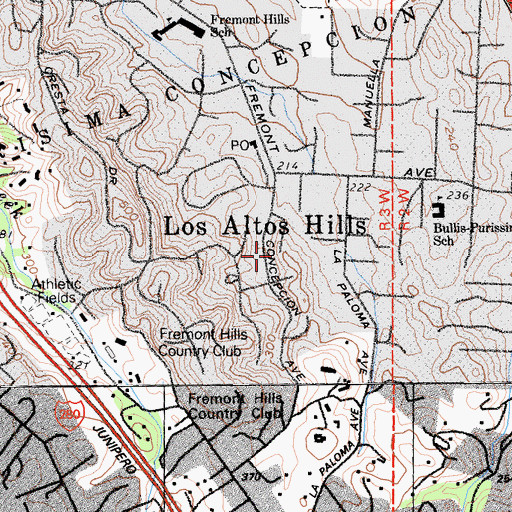Topographic Map of Los Altos Hills, CA