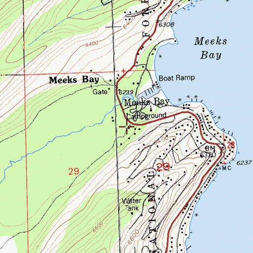 Topographic Map of Meeks Bay, CA