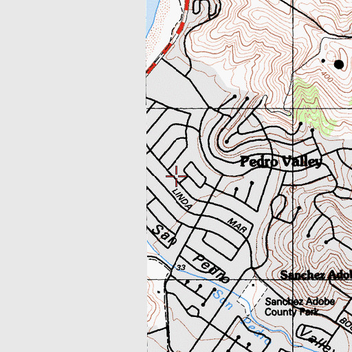 Topographic Map of Pedro Valley, CA