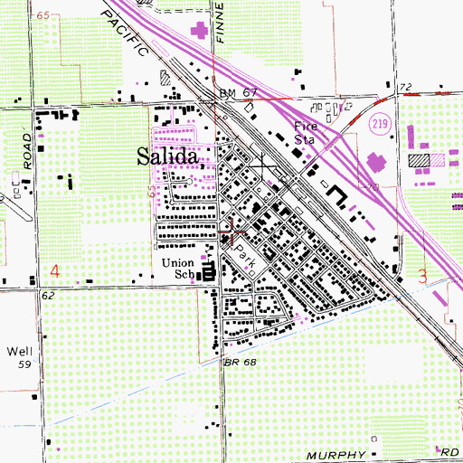 Topographic Map of Salida, CA