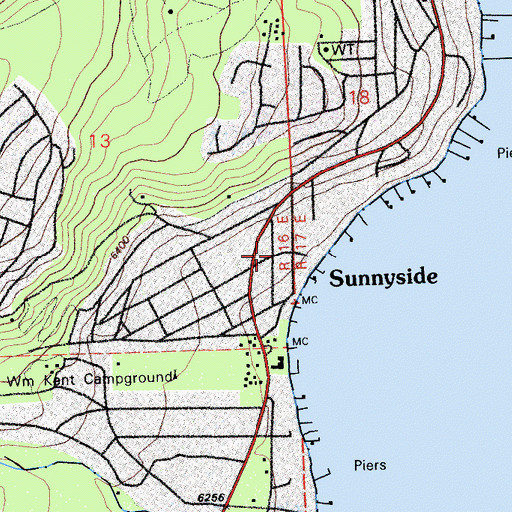 Topographic Map of Sunnyside, CA