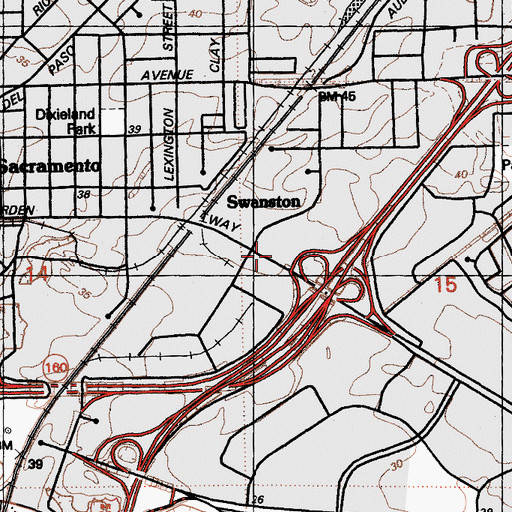 Topographic Map of Swanston, CA