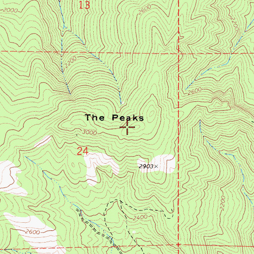 Topographic Map of The Peaks, CA