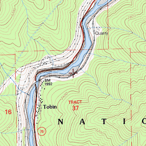 Topographic Map of Tobin, CA