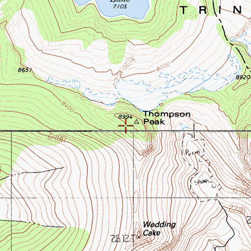 Topographic Map of Trinity Alps, CA