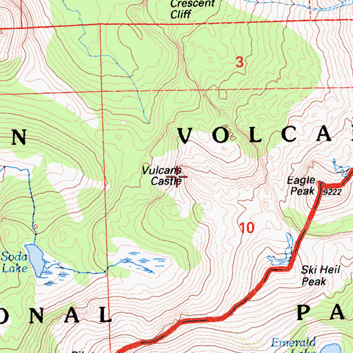 Topographic Map of Vulcans Castle, CA