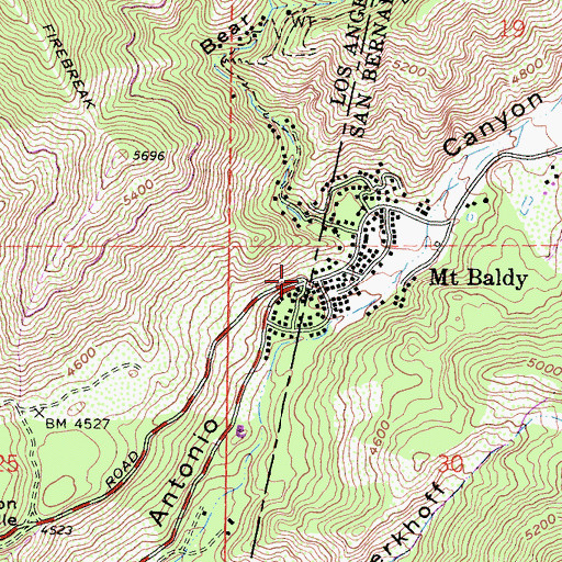 Topographic Map of Mount Baldy, CA