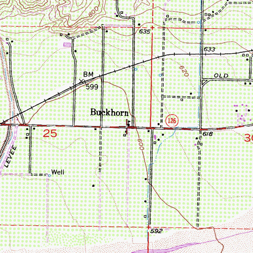 Topographic Map of Buckhorn, CA
