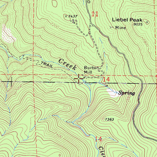 Topographic Map of Burton Mill, CA