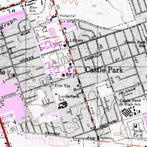 Topographic Map of Castle Park, CA