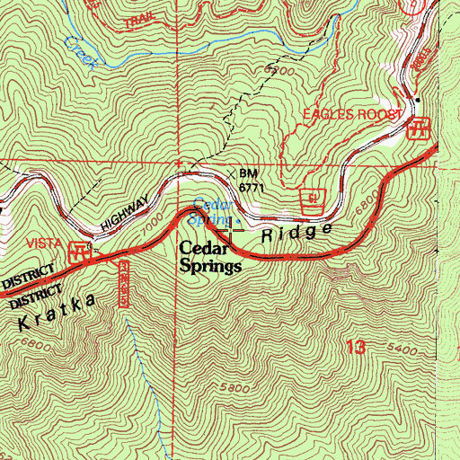Topographic Map of Cedar Springs, CA