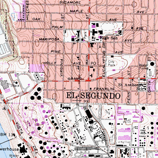 Topographic Map of El Segundo, CA