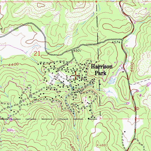 Topographic Map of Harrison Park, CA