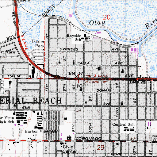 Topographic Map of Imperial Beach, CA