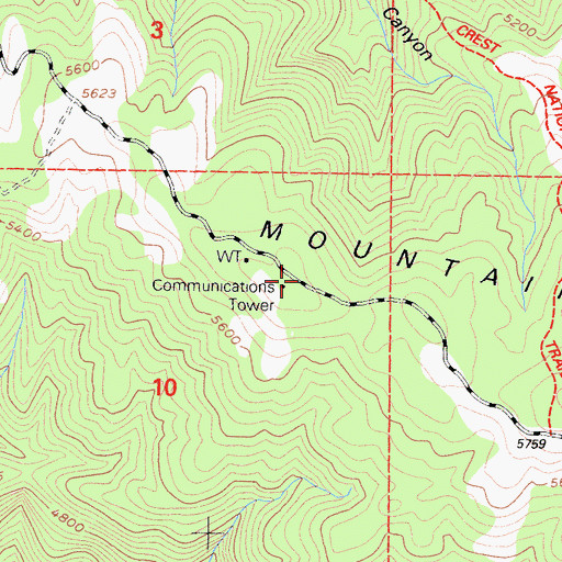 Topographic Map of Liebre Mountain, CA