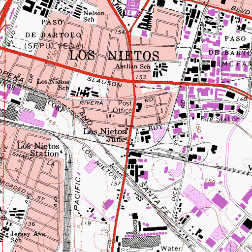 Topographic Map of Los Nietos Junction, CA