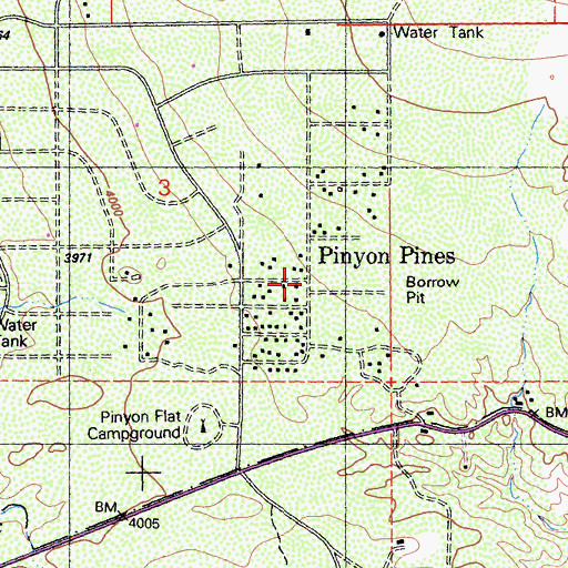 Topographic Map of Pinyon Pines, CA
