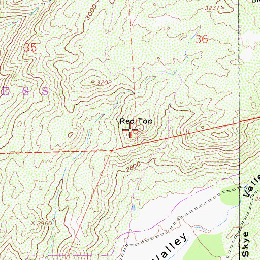 Topographic Map of Red Top, CA