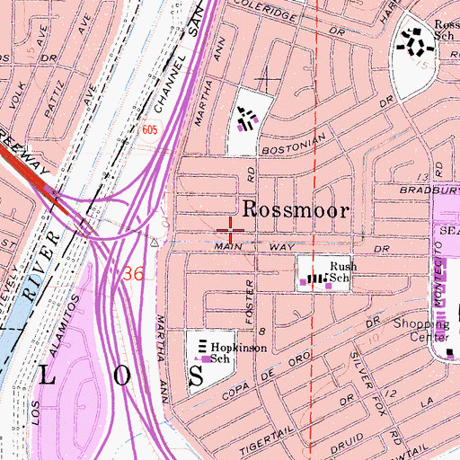 Topographic Map of Rossmoor, CA