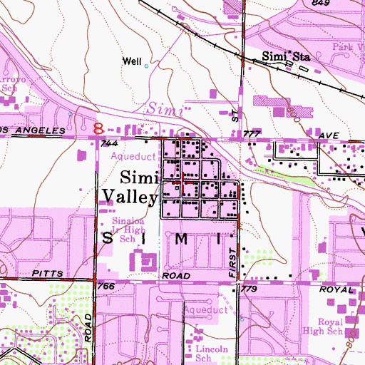 Topographic Map of Simi Valley, CA