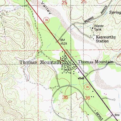 Topographic Map of Thomas Mountain, CA
