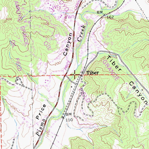 Topographic Map of Tiber, CA