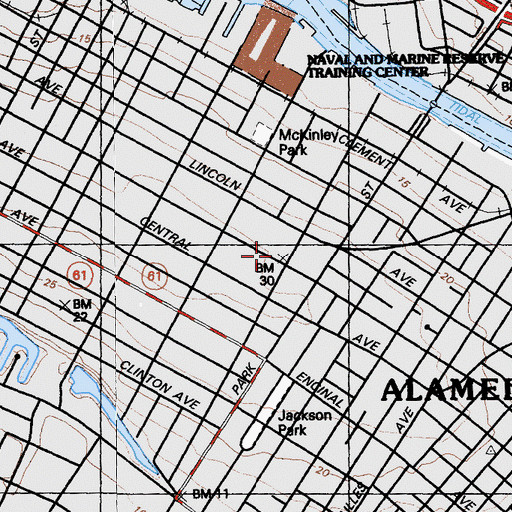 Topographic Map of Alameda City Hall, CA