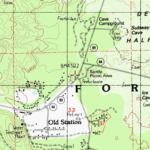 Topographic Map of Sandy Picnic Area, CA