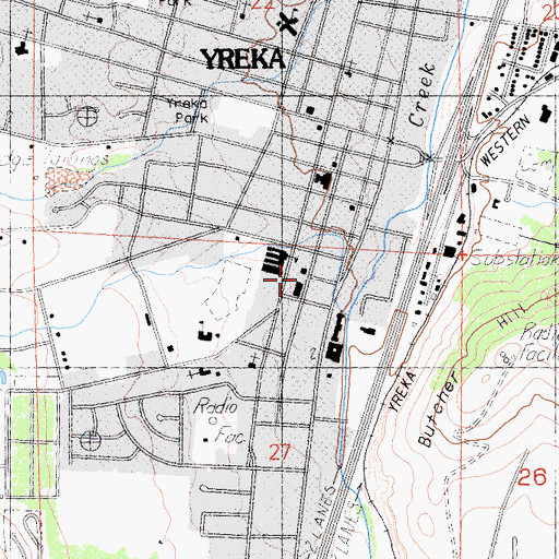 Topographic Map of Yreka City Hall, CA