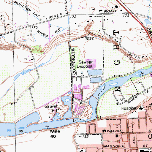 Topographic Map of Oakdale Sewage Plant, CA